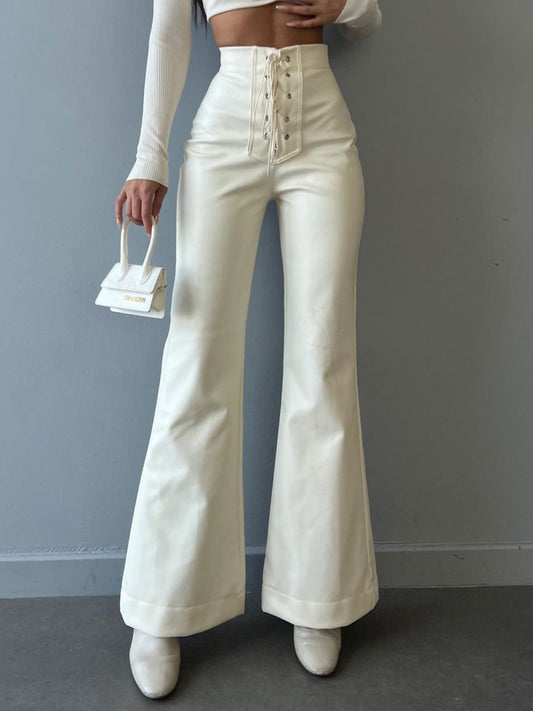 Lace-Up Trousers with Drawstring in White – photo 1