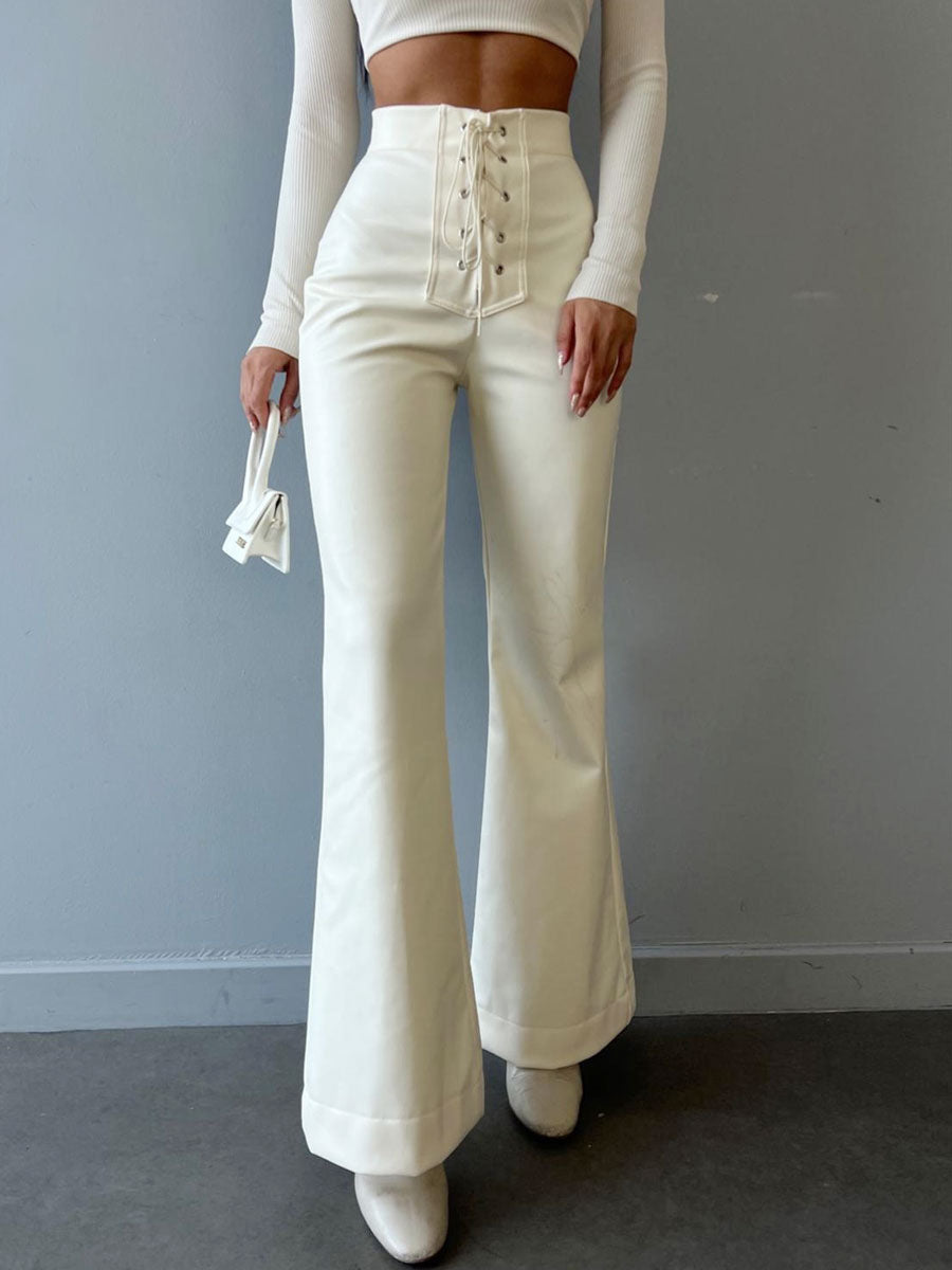 Lace-Up Trousers with Drawstring in White – photo 3