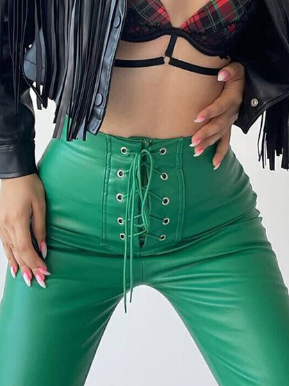 Lace-Up Trousers with Drawstring in White – photo 7