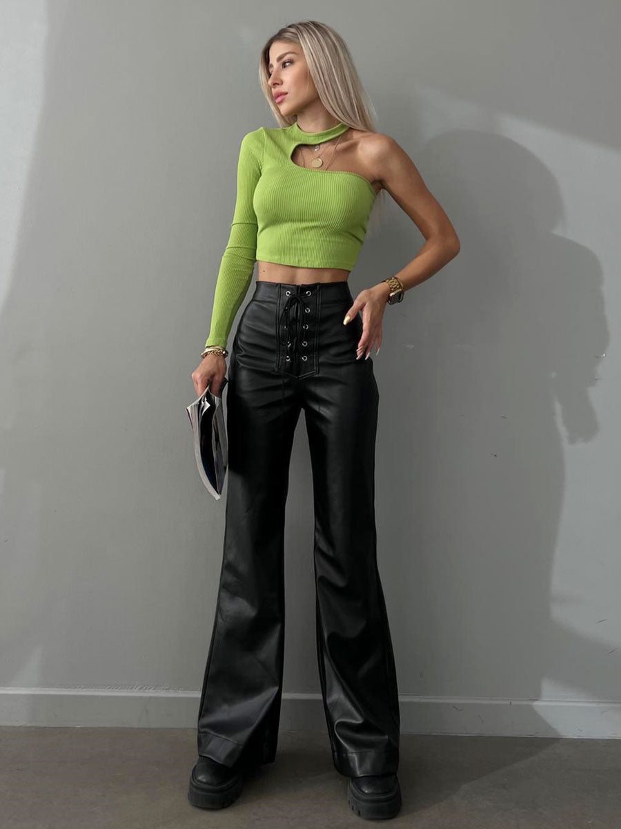 Lace-Up Trousers with Drawstring in White – photo 8