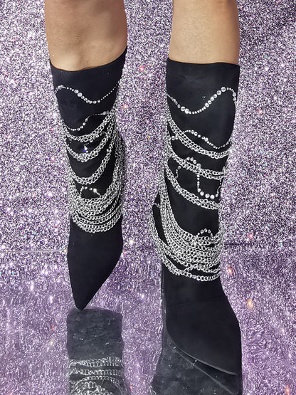 Pointed-Toe Stiletto Mid-Calf Boots in Black – photo 5