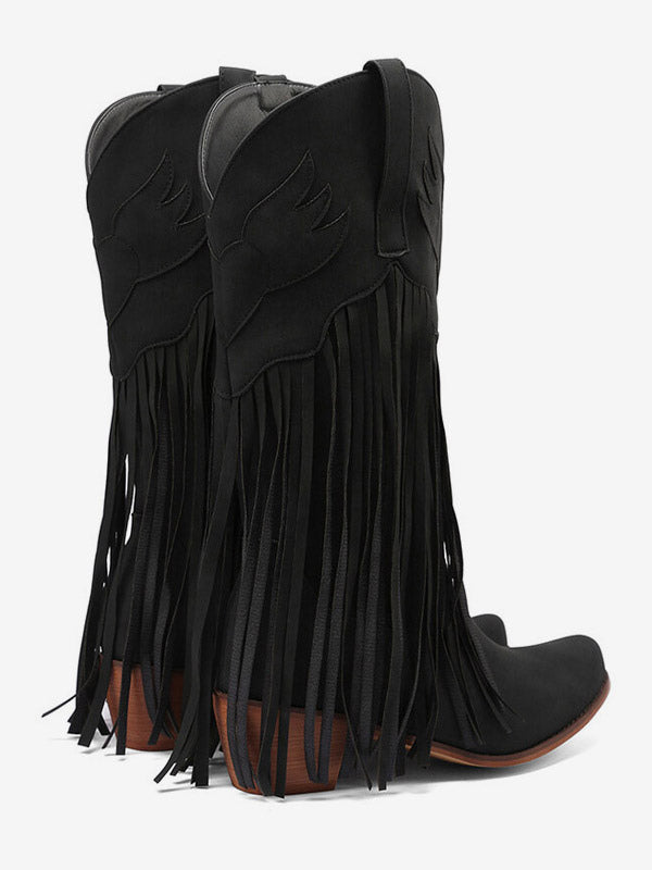 Pointed-Toe Block-Heel Mid-Calf Boots in Pink – photo 15