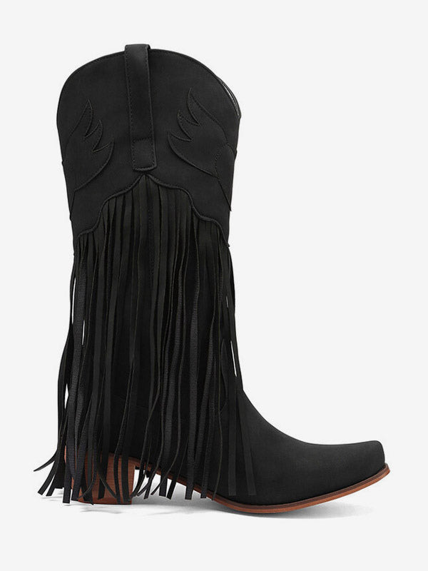 Pointed-Toe Block-Heel Mid-Calf Boots in Pink – photo 14