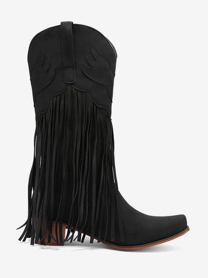 Pointed-Toe Block-Heel Mid-Calf Boots in Pink – photo 14
