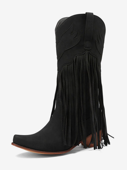 Pointed-Toe Block-Heel Mid-Calf Boots in Pink – photo 13