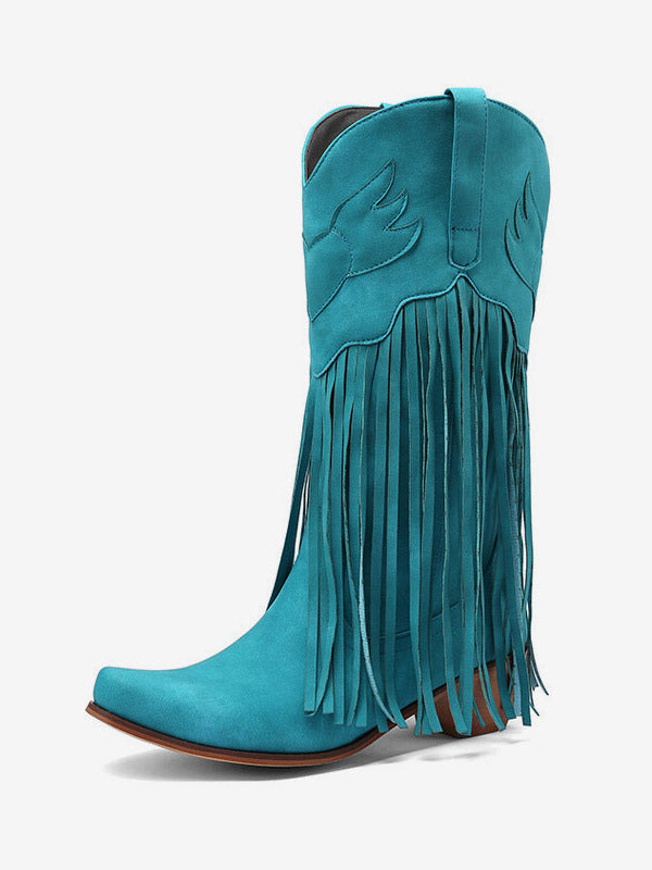 Pointed-Toe Block-Heel Mid-Calf Boots in Pink – photo 10