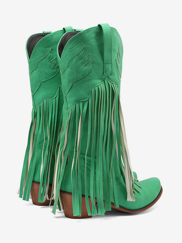 Pointed-Toe Block-Heel Mid-Calf Boots in Pink – photo 8