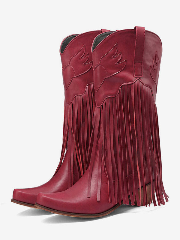 Pointed-Toe Block-Heel Mid-Calf Boots in Pink – photo 5