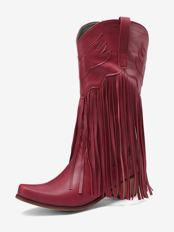 Pointed-Toe Block-Heel Mid-Calf Boots in Pink – photo 4