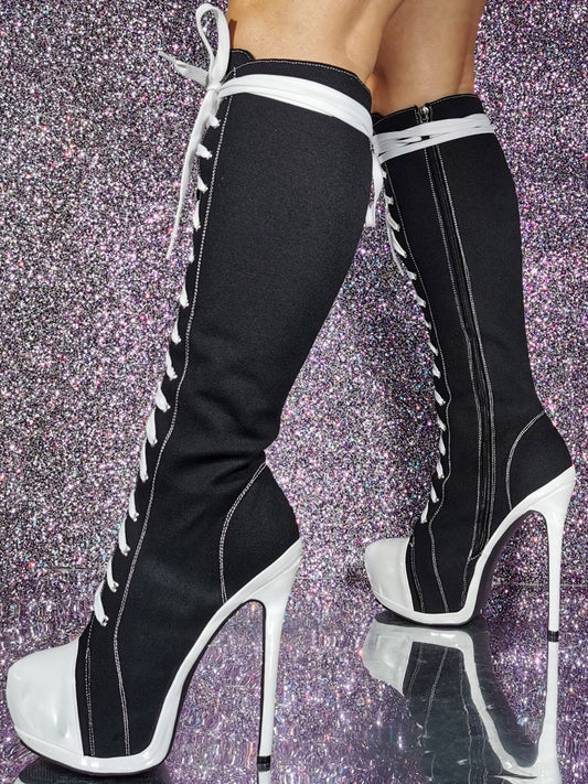 Stiletto Knee-High Boots in Black – photo 2