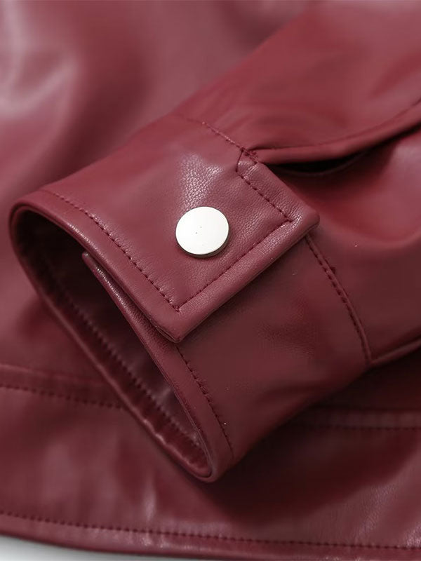 Zip-Up Jacket with Long Sleeves in Burgundy – photo 7