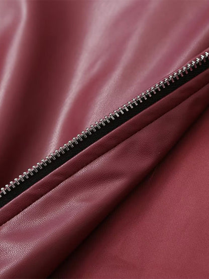 Zip-Up Jacket with Long Sleeves in Burgundy – photo 8