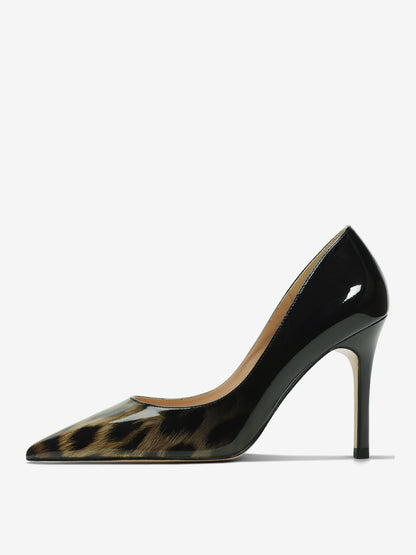 Pointed-Toe Stiletto Court Shoes in Black+Red – photo 6