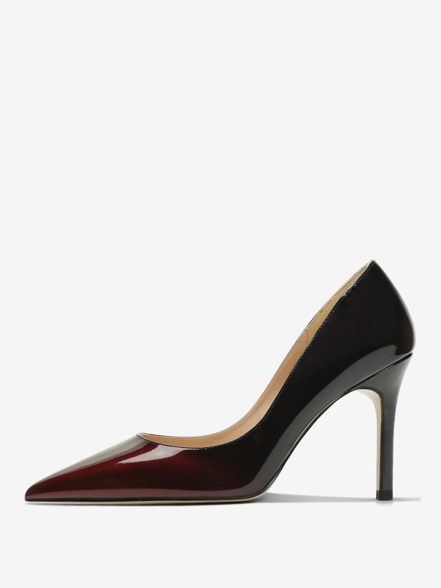 Pointed-Toe Stiletto Court Shoes in Black+Red – photo 3