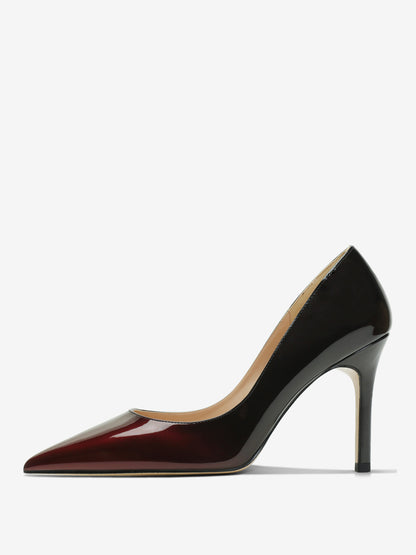 Pointed-Toe Stiletto Court Shoes in Black+Red – photo 3