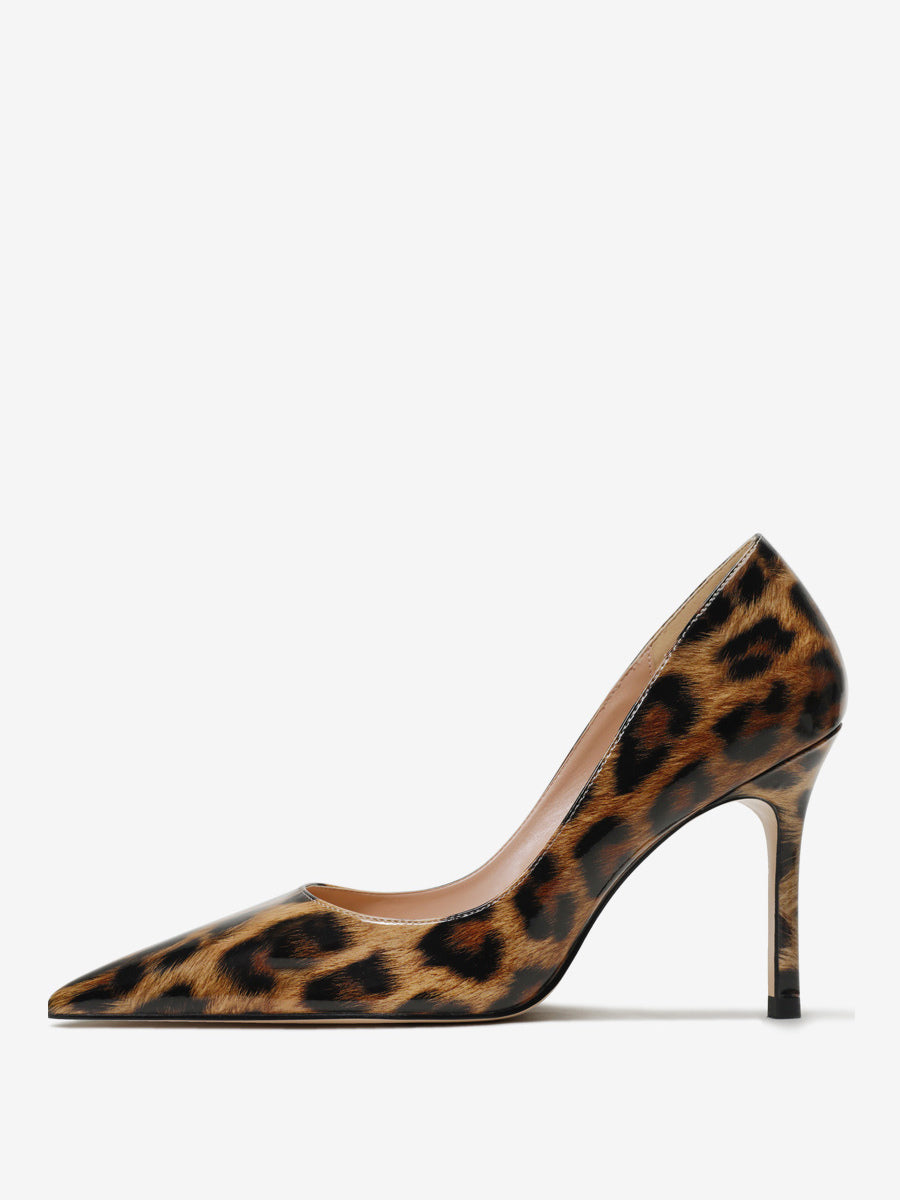 Pointed-Toe Stiletto Court Shoes in Black+Red – photo 8