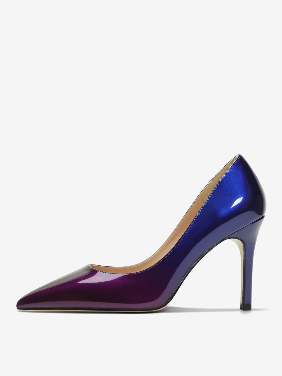 Pointed-Toe Stiletto Court Shoes in Black+Red – photo 4