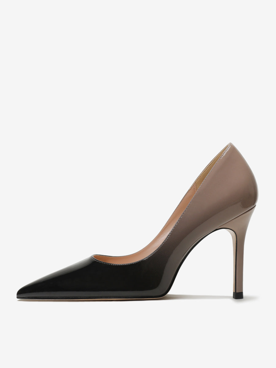 Pointed-Toe Stiletto Court Shoes in Black+Red – photo 7