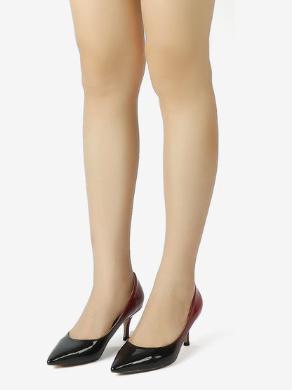 Pointed-Toe Stiletto Court Shoes in Black+Red – photo 10