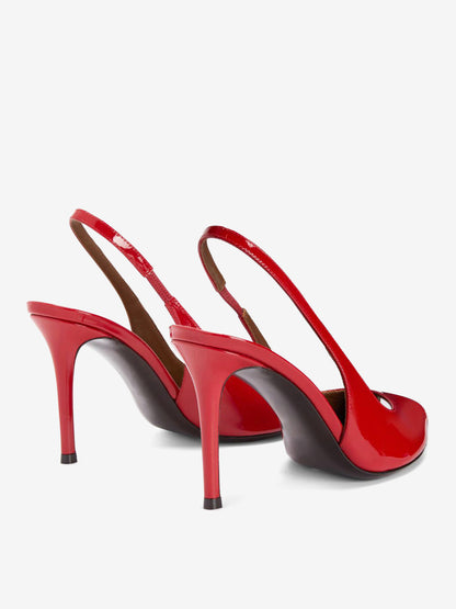 Peep-Toe Court Shoes with Slingback Strap in Red – photo 2