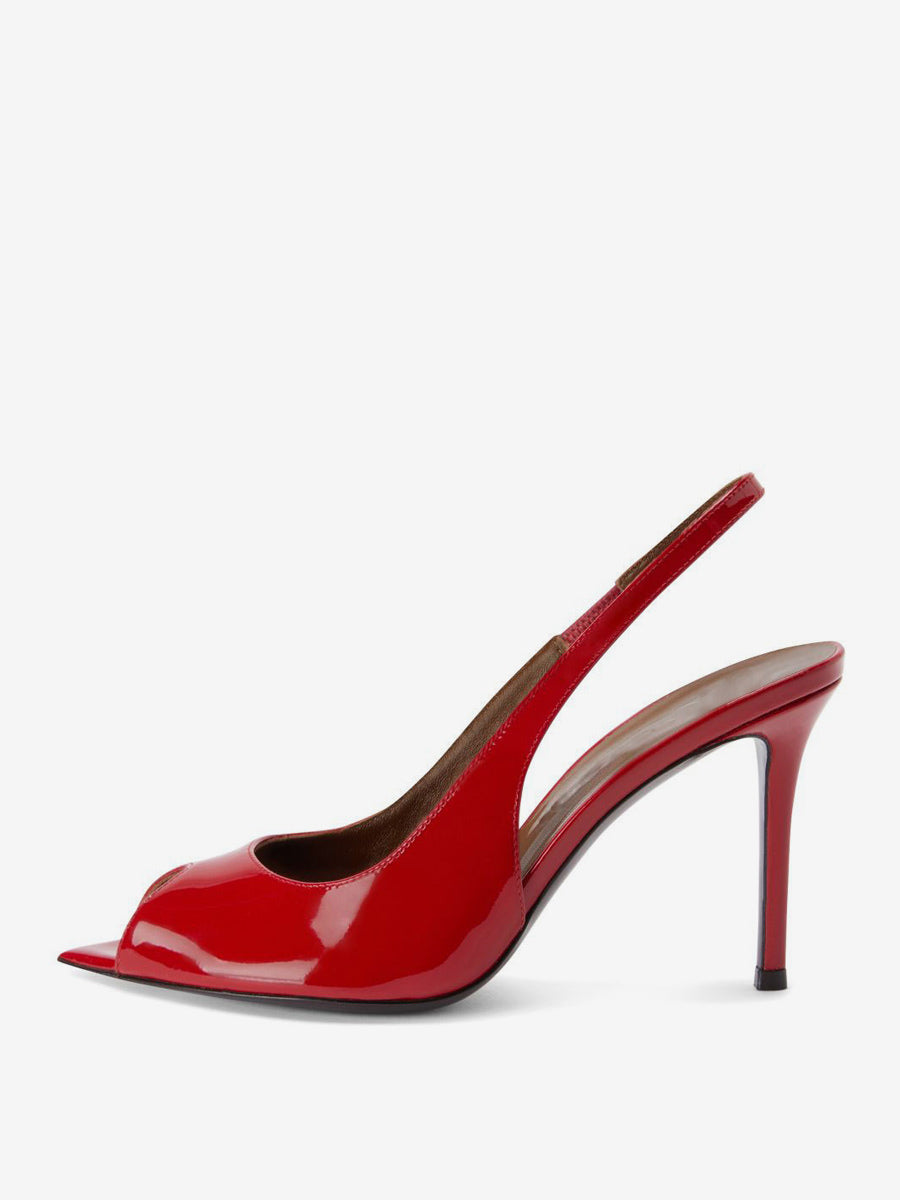 Peep-Toe Court Shoes with Slingback Strap in Red – photo 1