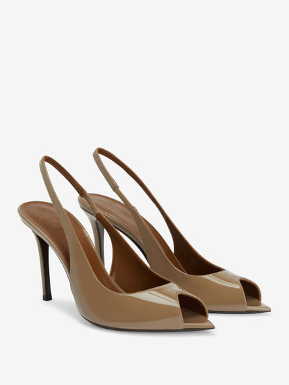 Peep-Toe Court Shoes with Slingback Strap in Red – photo 9