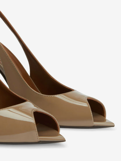 Peep-Toe Court Shoes with Slingback Strap in Red – photo 7