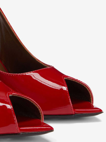 Peep-Toe Court Shoes with Slingback Strap in Red – photo 3