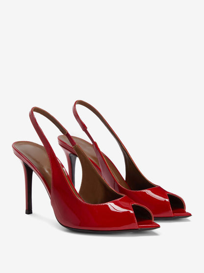 Peep-Toe Court Shoes with Slingback Strap in Red – photo 4