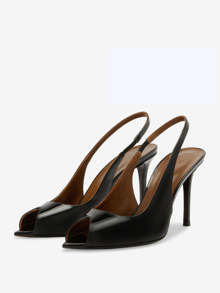 Peep-Toe Court Shoes with Slingback Strap in Red – photo 12