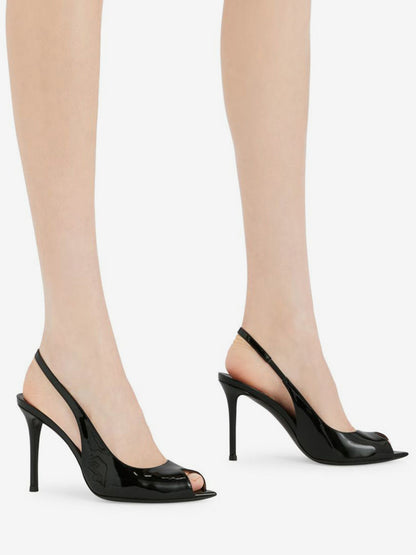 Peep-Toe Court Shoes with Slingback Strap in Red – photo 13