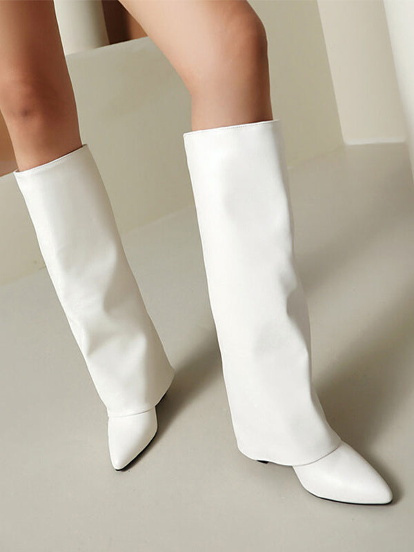 Pointed-Toe Block-Heel Knee-High Boots in Pink – photo 10