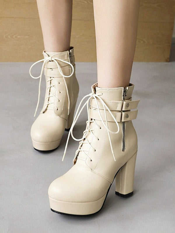 Round-Toe Block-Heel Ankle Boots in White – photo 5