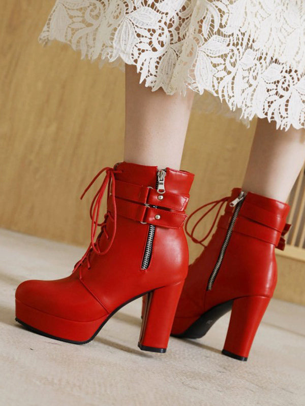 Round-Toe Block-Heel Ankle Boots in White – photo 10