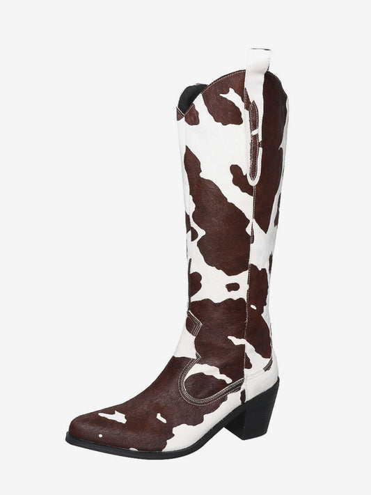 Pointed-Toe Mid-Calf Boots in Brown – photo 2
