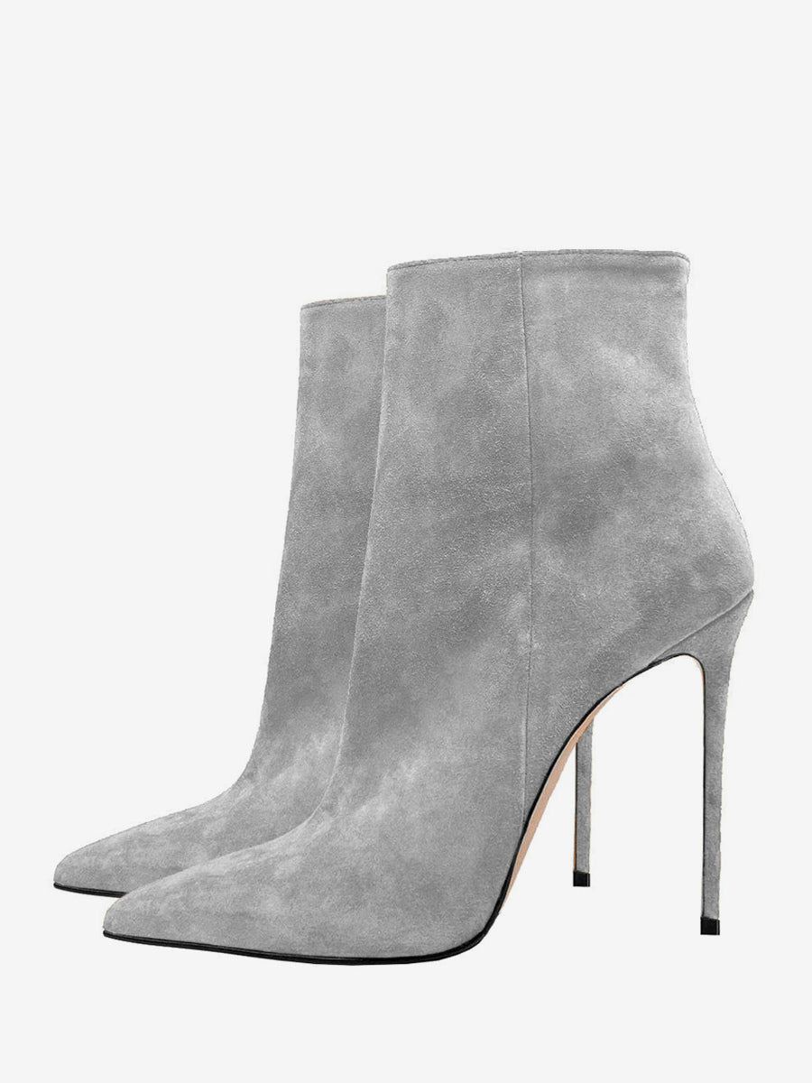 Pointed-Toe Stiletto Ankle Boots in Brown – photo 9
