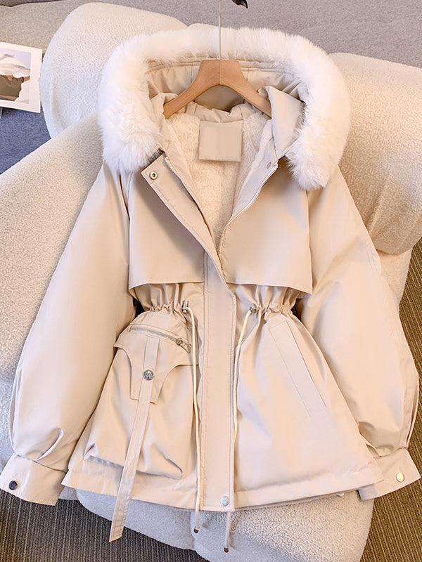 Faux-Fur Jacket with Long Sleeves in White – photo 1