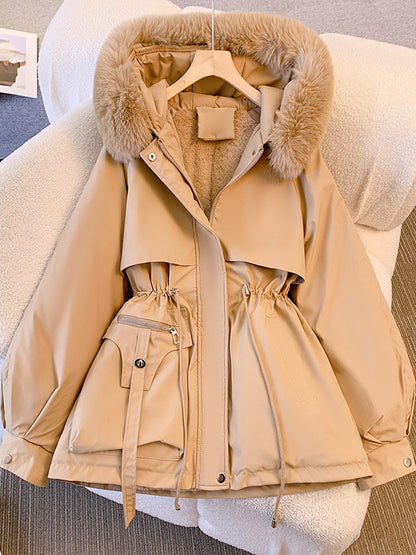 Faux-Fur Jacket with Long Sleeves in White – photo 4