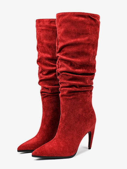 Pointed-Toe Stiletto Knee-High Boots in Rose – photo 6
