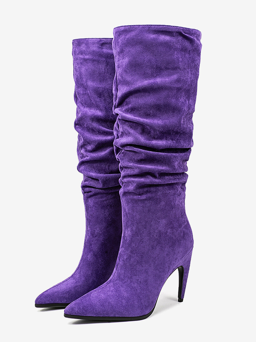 Pointed-Toe Stiletto Knee-High Boots in Rose – photo 7
