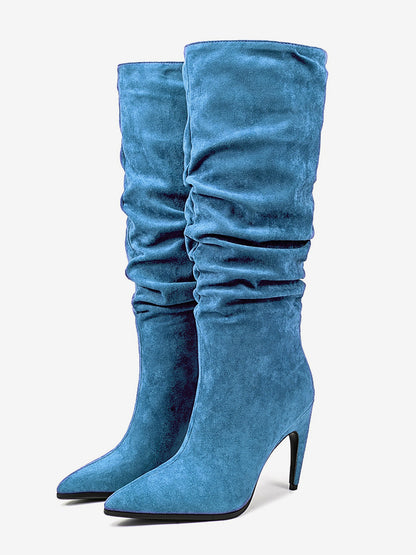 Pointed-Toe Stiletto Knee-High Boots in Rose – photo 5