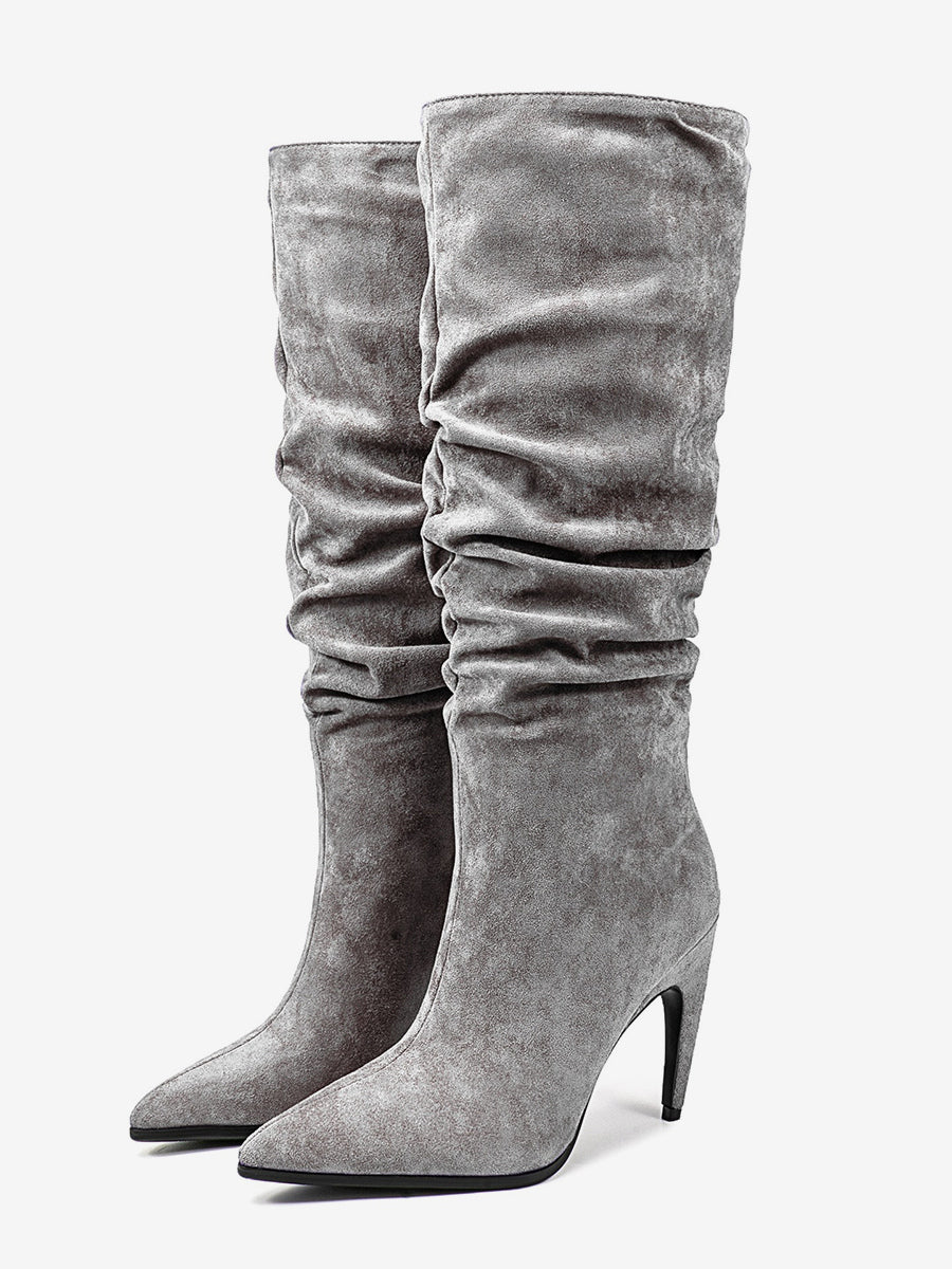 Pointed-Toe Stiletto Knee-High Boots in Rose – photo 4
