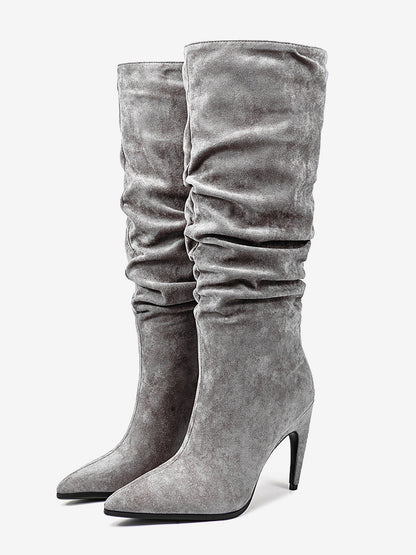 Pointed-Toe Stiletto Knee-High Boots in Rose – photo 4