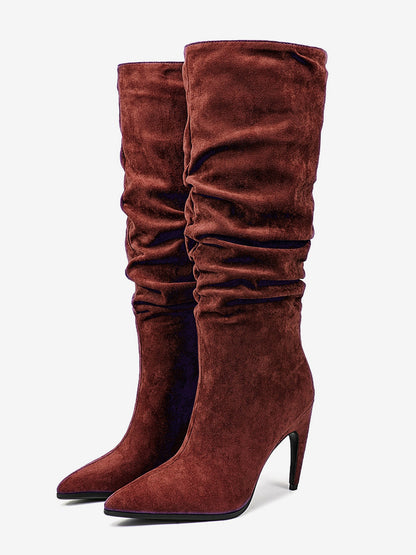 Pointed-Toe Stiletto Knee-High Boots in Rose – photo 3