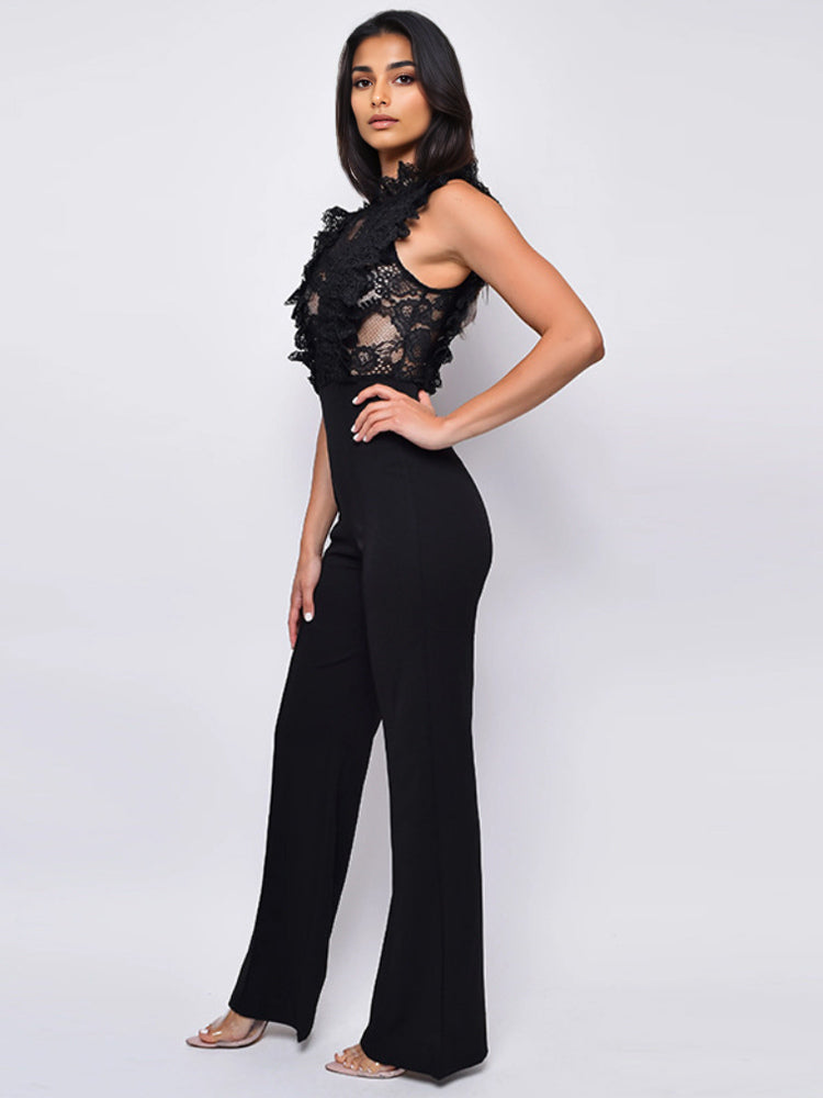 Sleeveless Jumpsuit with Ruffles in White – photo 4
