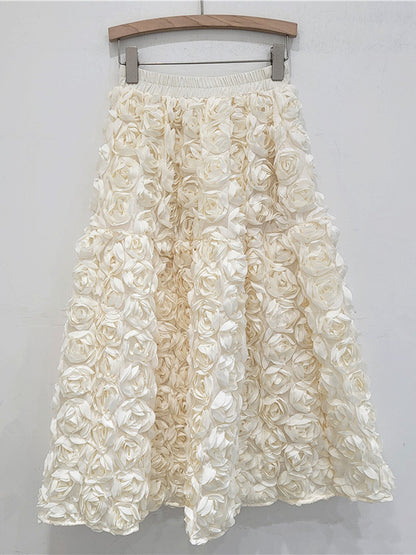 A-Line Floral Skirt in Ivory – photo 4