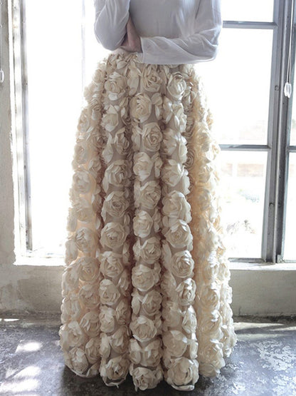 A-Line Floral Skirt in Ivory – photo 3