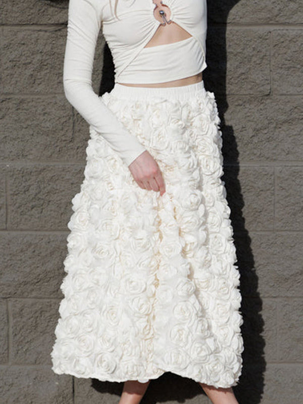 A-Line Floral Skirt in Ivory – photo 2