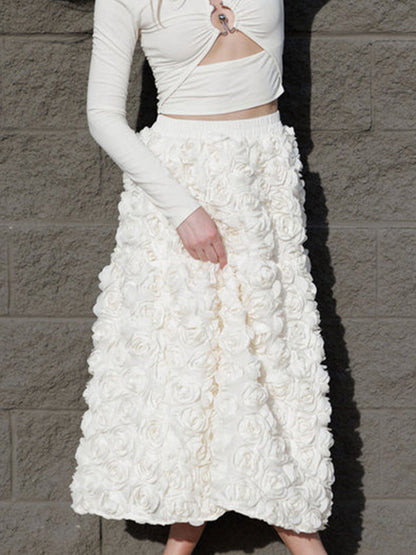 A-Line Floral Skirt in Ivory – photo 2