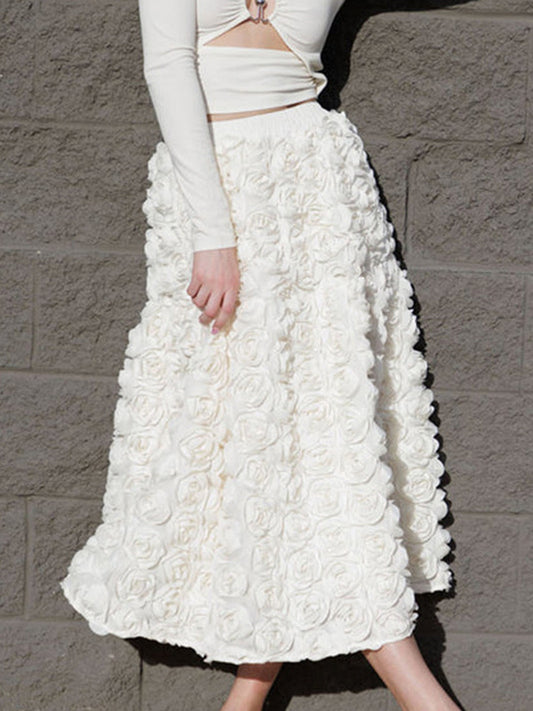 A-Line Floral Skirt in Ivory – photo 1